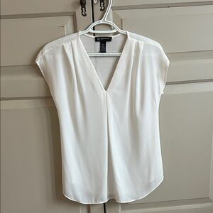 INC Cream V-Neck Women's Mixed Media Top